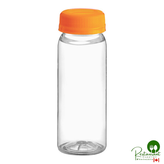 Captiva Containers 4 oz. Round PET Clear Energy Bottle with Orange Lid - 650/Case