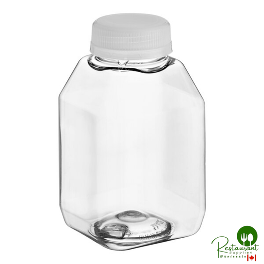 Captiva Containers 8 oz. Square PET Clear Juice Bottle with Clear Lid - 320/Case
