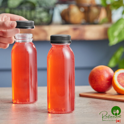 Captiva Containers 8 oz. Round PET Clear Juice Bottle with Black Lid - 320/Case