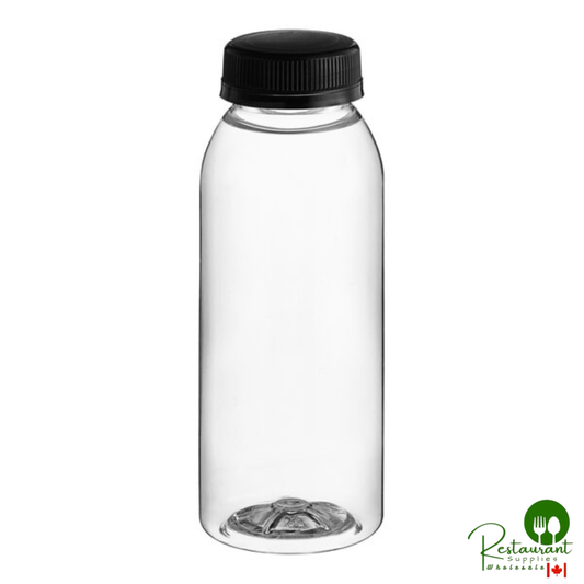Captiva Containers 8 oz. Round PET Clear Juice Bottle with Black Lid - 320/Case