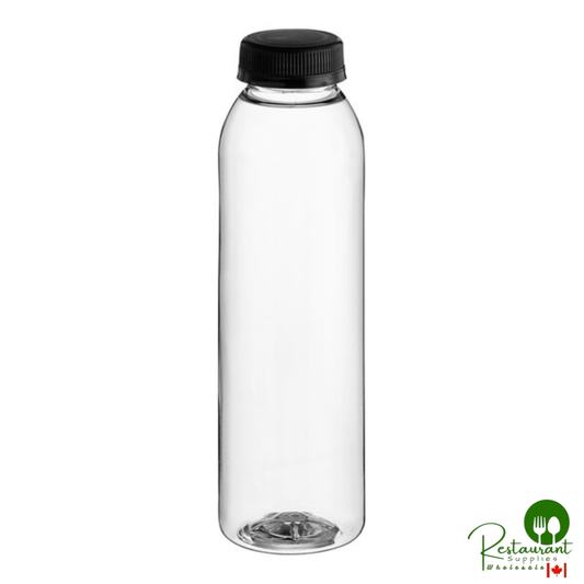 Captiva Containers 12 oz. Round PET Clear Juice Bottle with Black Lid - 210/Case