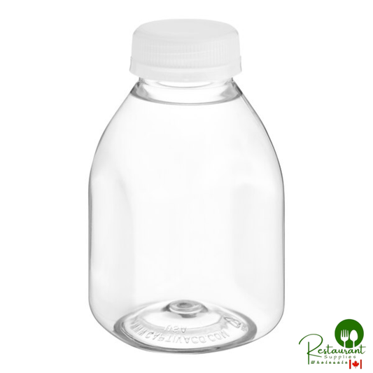 Captiva Containers 8 oz. Square Milkman PET Clear Juice Bottle with Clear Lid - 160/Case