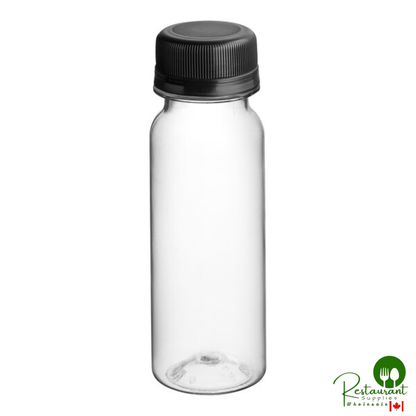 Captiva Containers 2 oz. Tall Round PET Clear Energy Bottle with Black Lid - 600/Case