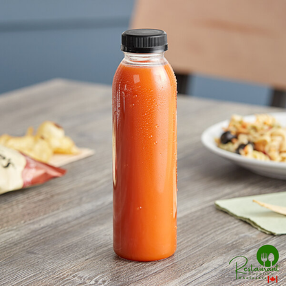 Captiva Containers 12 oz. Round rPET Clear Juice Bottle with Black Lid - 210/Case