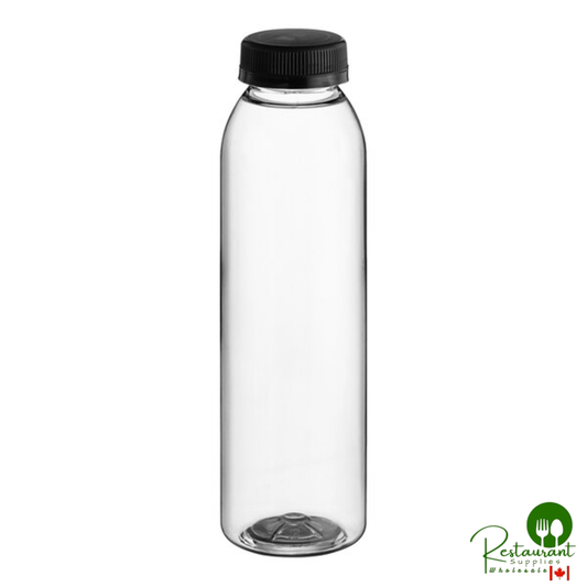 Captiva Containers 12 oz. Round rPET Clear Juice Bottle with Black Lid - 210/Case