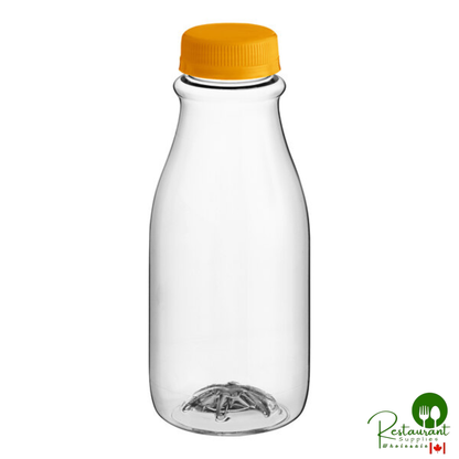 Captiva Containers 12 oz. Round PET Clear Carafe Juice Bottle with Orange Lid - 145/Case