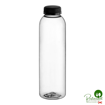 Captiva Containers 16 oz. Round rPET Clear Juice Bottle with Black Lid - 186/Case