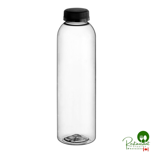 Captiva Containers 16 oz. Round rPET Clear Juice Bottle with Black Lid - 186/Case