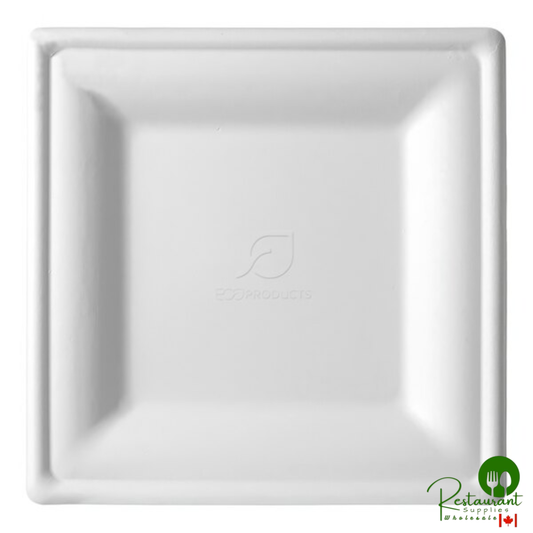 Eco-Products Vanguard 10" x 10" Compostable No PFAS Added Sugarcane Square Plate - 250/Case