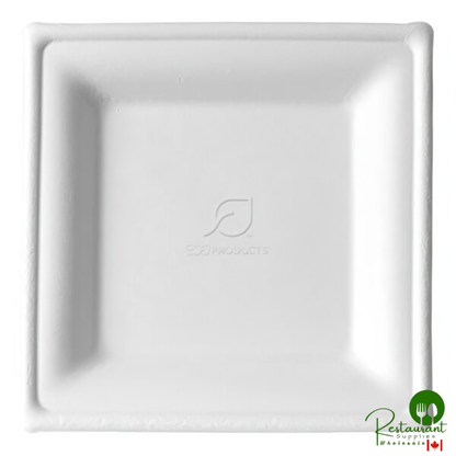 Eco-Products Vanguard 6" x 6" Compostable No PFAS Added Sugarcane Square Plate - 500/Case