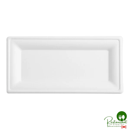 Fineline 43RCP105.WH Conserveware 10" x 5" Bagasse Rectangular Plate - 500/Case