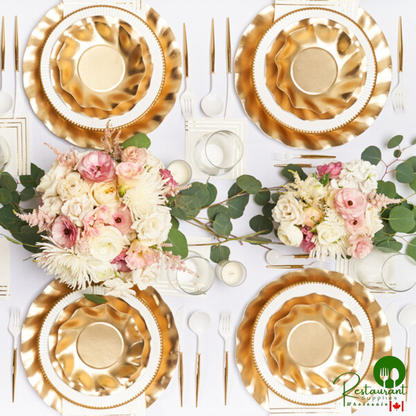 Sophistiplate 8" Satin Gold Wavy Paper Salad Plate - 96/Case