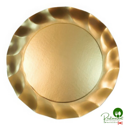 Sophistiplate 8" Satin Gold Wavy Paper Salad Plate - 96/Case