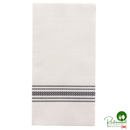 Hoffmaster FP1112 15 1/2" x 15 1/2" FashnPoint® White/Black Dishtowel Print Dinner Napkin - 800/Case
