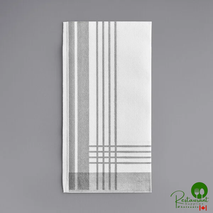 Hoffmaster FP1112 15 1/2" x 15 1/2" FashnPoint® White/Black Dishtowel Print Dinner Napkin - 800/Case