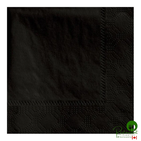 Hoffmaster 9 1/2" Square Black 1-Ply Regal-Embossed 1/4 Fold Paper Beverage / Cocktail Napkin - 1,000/Case