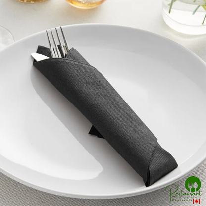 Hoffmaster Black Linen-Like 1/4 Fold Dinner Napkin - 16" x 17" - 300/Case