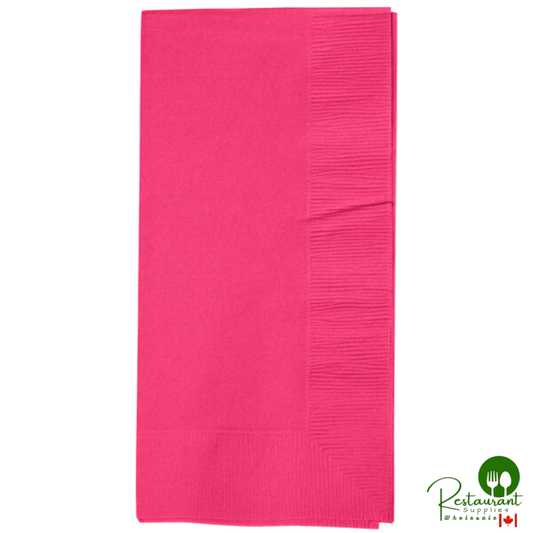 Creative Converting 67177B Hot Magenta Pink 1/8 Fold 2-Ply Paper Dinner Napkin - 600/Case