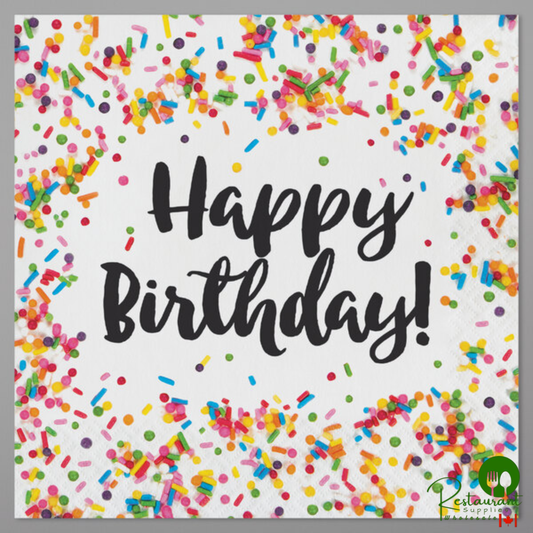 Creative Converting 324664 Happy Birthday Sprinkles 2-Ply Luncheon Napkins - 192/Case