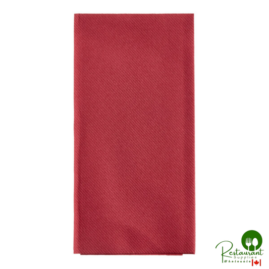 12" x 17" Burgundy Airlaid Linen-Feel 1/6 Fold Guest Towel By Prime - 500/Case