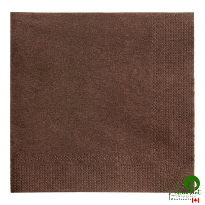 9 1/2" x 9 1/2" Chocolate 2-Ply Beverage / Cocktail Napkin By Prime - 1,000/Case