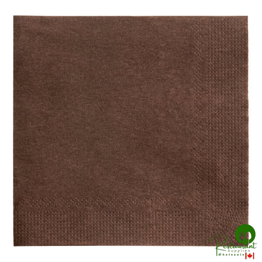 9 1/2" x 9 1/2" Chocolate 2-Ply Beverage / Cocktail Napkin By Prime - 1,000/Case
