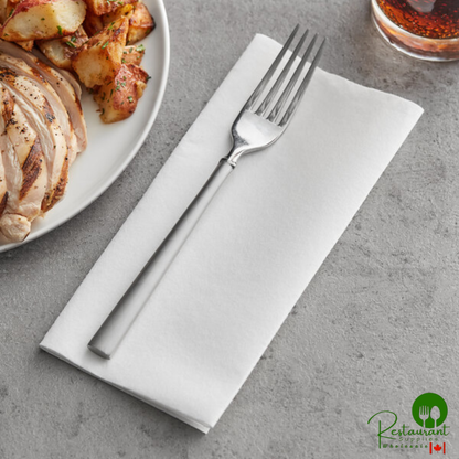 16" x 15" White Linen-Feel Flat-Packed Dinner Napkin By Prime - 500/Case