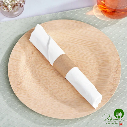 15 3/4" Square White 2-Ply 1/4 Fold WrapNap Dinner Napkin with Kraft Self-Adhering Paper Napkin Band By Prime - 2,750/Case
