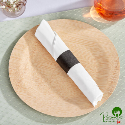 15 3/4" Square White 2-Ply 1/4 Fold WrapNap Dinner Napkin with Black Self-Adhering Paper Napkin Band By Prime - 2,750/Case