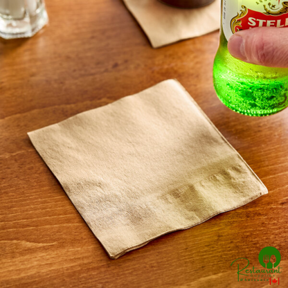 2-Ply Natural Kraft Beverage / Cocktail Napkin By Prime - 3,000/Case