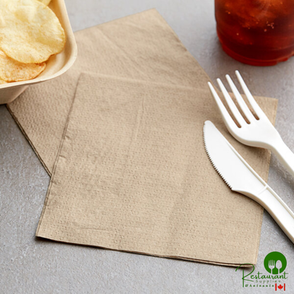 10" x 12" Natural Kraft 1/4 Fold Luncheon Napkin By Prime - 6,000/Case