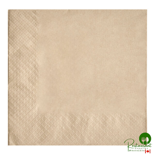 WrapNap 2-Ply Natural Kraft 1/4 Fold Dinner Napkin 16" x 16" By Prime - 3,000/Case