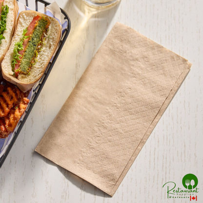 14" x 17" 1-Ply Natural Kraft Dinner Napkin By Prime - 3,000/Case