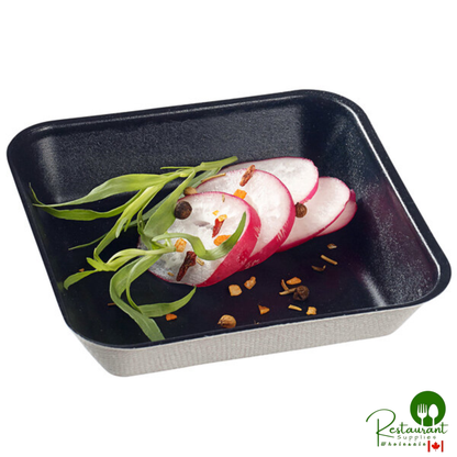 Solia VF40163 Kanopee 3 15/16" x 3 15/16" Sugarcane Plate with Black PLA Lamination - 200/Case | Canada