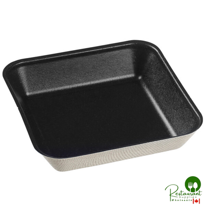 Solia VF40163 Kanopee 3 15/16" x 3 15/16" Sugarcane Plate with Black PLA Lamination - 200/Case | Canada