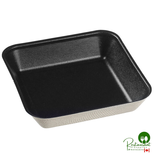 Solia VF40163 Kanopee 3 15/16" x 3 15/16" Sugarcane Plate with Black PLA Lamination - 200/Case