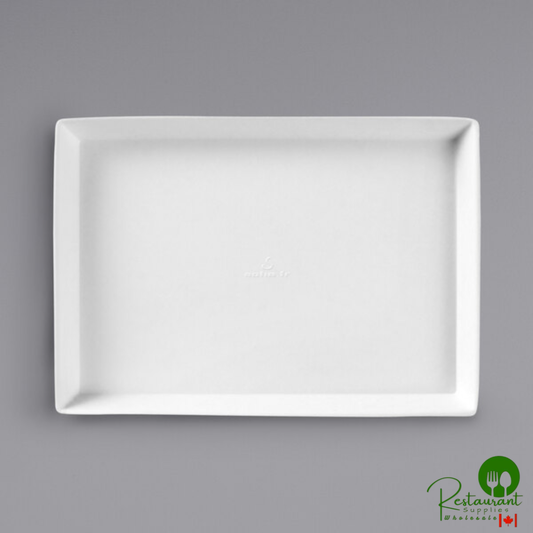 Solia Quartz 7 5/16" x 5 1/8" Rectangular Sugarcane Pulp White Plate with PLA Lamination - 200/Case