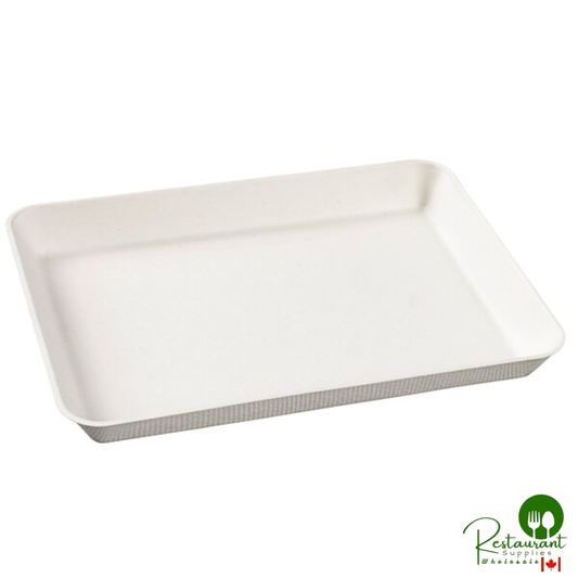 Solia VF40181 Kanpoee 7 15/16" x 5 15/16" Sugarcane Plate with White PLA Lamination - 200/Case