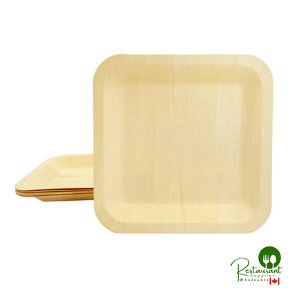 VerTerra 9" Square Alpine Birch Wood Plate - 300/Case