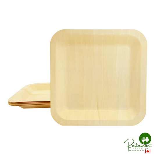 VerTerra 9" Square Alpine Birch Wood Plate - 300/Case