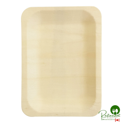 VerTerra 8" x 6" Rectangular Alpine Birch Wood Plate - 300/Case