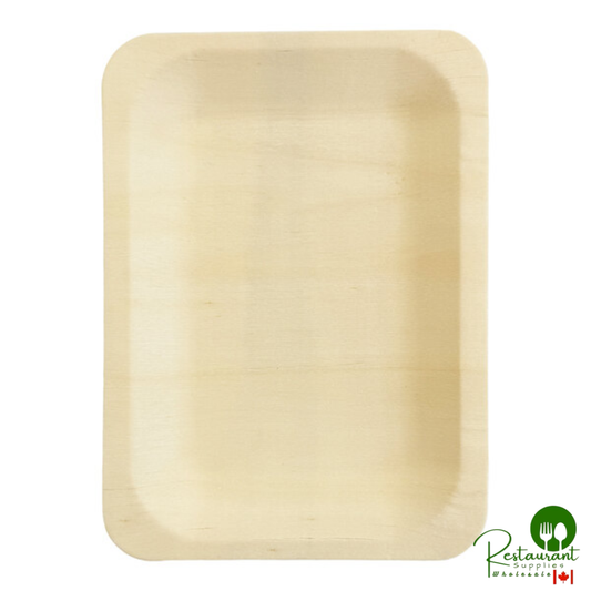 VerTerra 8" x 6" Rectangular Alpine Birch Wood Plate - 300/Case