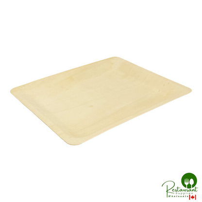 VerTerra 10" x 8" Rectangular Alpine Birch Wood Plate - 100/Case