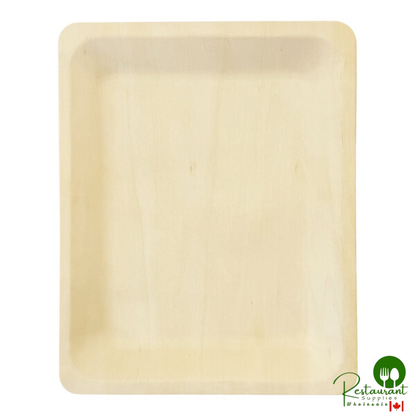VerTerra 10" x 8" Rectangular Alpine Birch Wood Plate - 100/Case