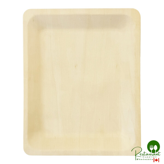 VerTerra 10" x 8" Rectangular Alpine Birch Wood Plate - 100/Case