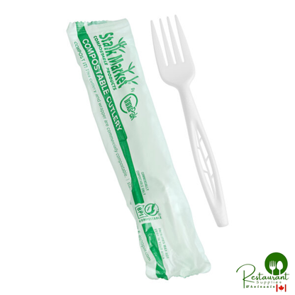 Stalk Market Wrapped Heavy Weight White CPLA Fork 6 1/2" - 750/Case