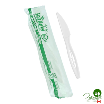 Stalk Market Wrapped Heavy Weight White CPLA Knife 6 1/2" - 750/Case