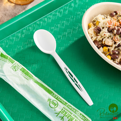 Stalk Market Wrapped Heavy Weight White CPLA Spoon 6 1/2" - 750/Case