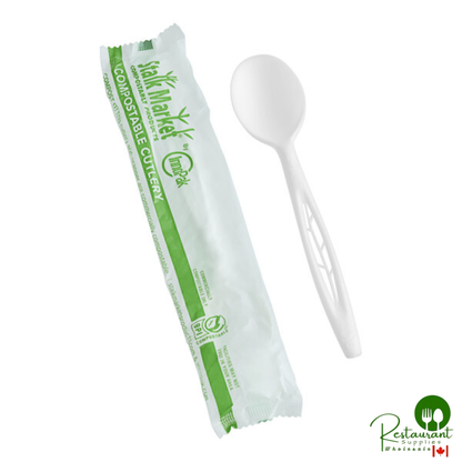 Stalk Market Wrapped Heavy Weight White CPLA Spoon 6 1/2" - 750/Case