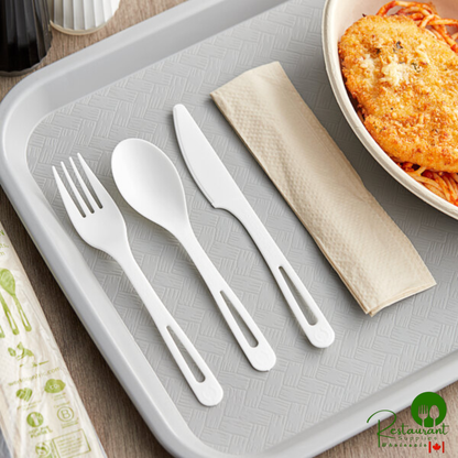 World Centric 6" Wrapped Compostable TPLA Assorted Cutlery with Napkin - 250/Case